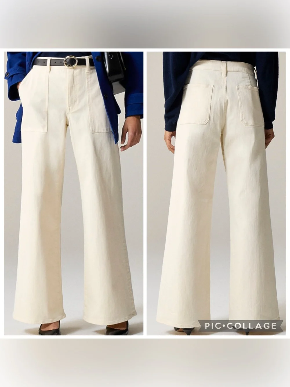 ❣️🆕J.CREW Camp-pocket Wide-leg Jeans in Ecru Wash Shade $158 MSRP❣️